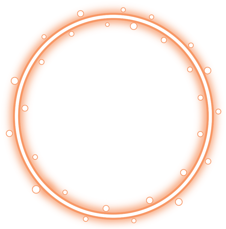 an orange circle with white dots in the middle