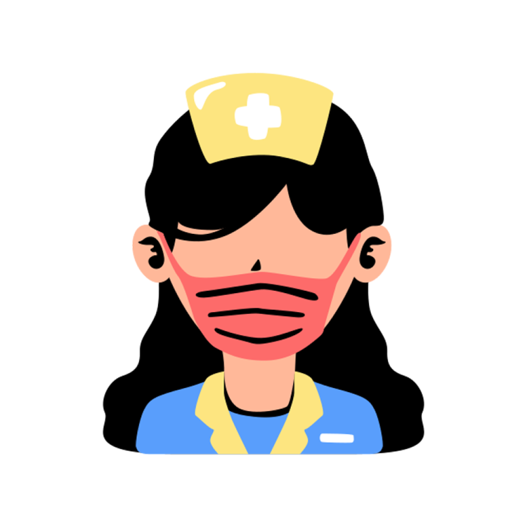 an illustration of a woman with a face mask on