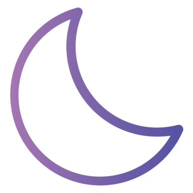 a purple crescent with a white background