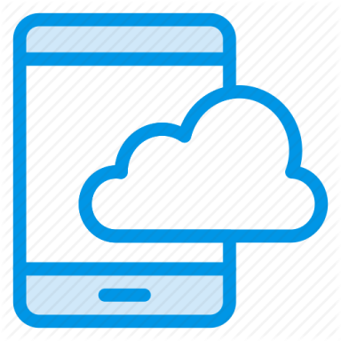 a phone with a cloud on the screen