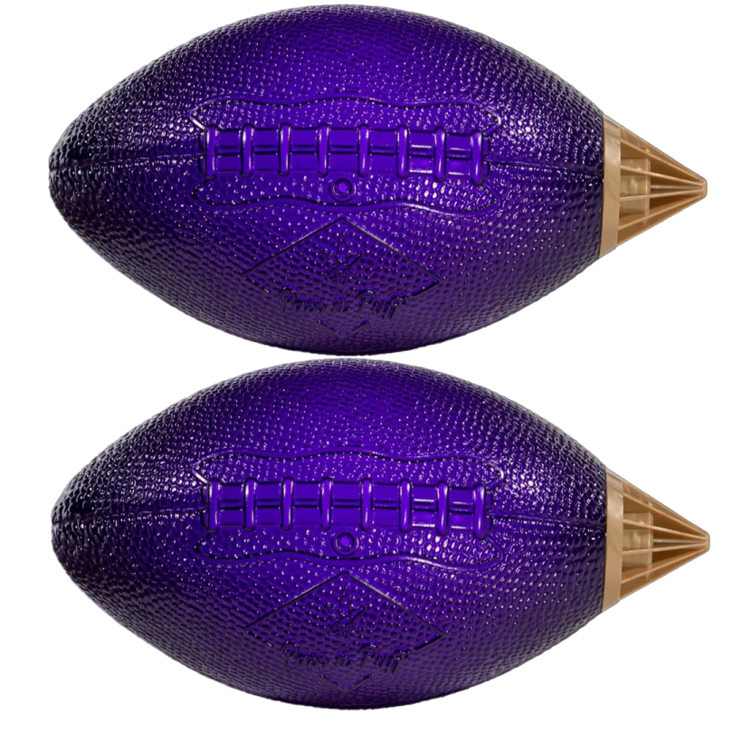 two purple footballs on a white background