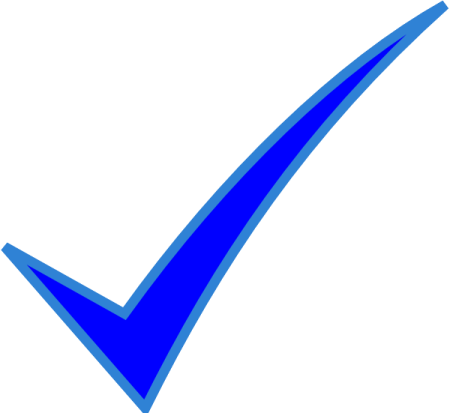a blue check mark on a white background