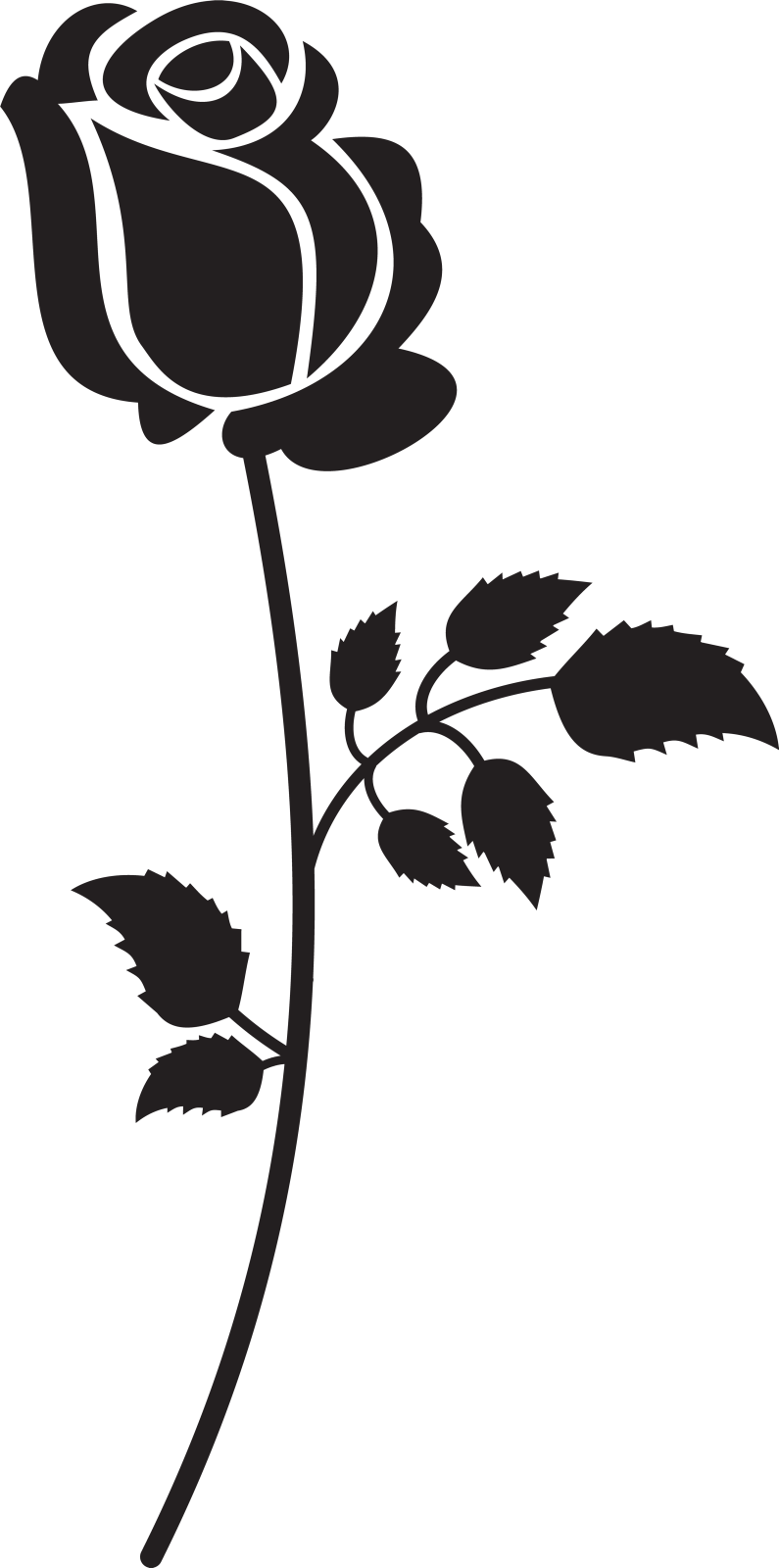 a black and white silhouette of a rose