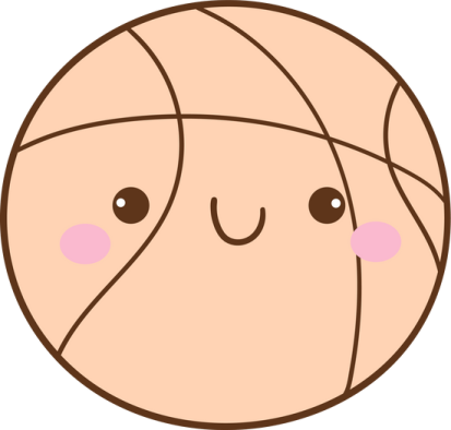 a cartoon face with pink cheeks and brown hair