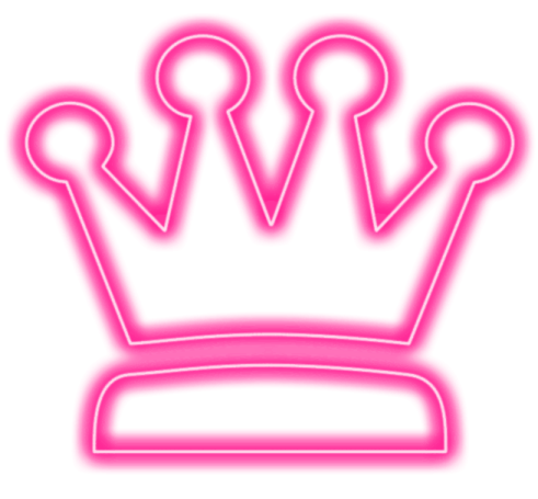 a neon pink crown on a white background