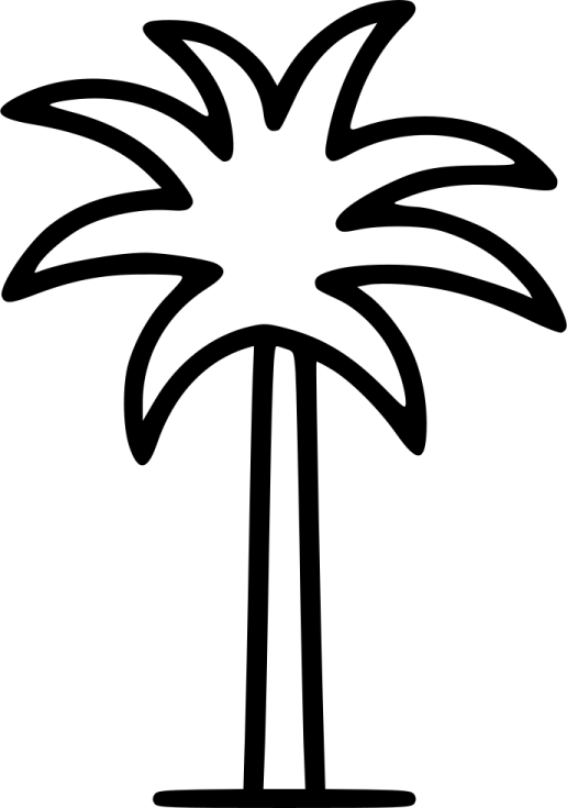 a black and white palm tree