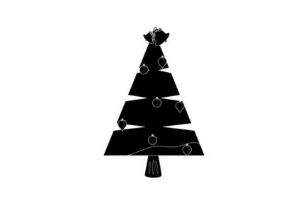 a black and white image of a christmas tree