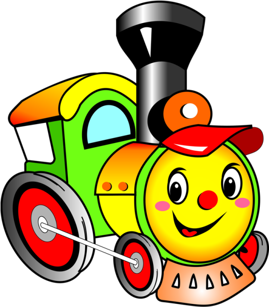 a cartoon train with a smiling face