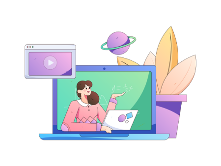 a woman sitting in front of a laptop with various objects around her