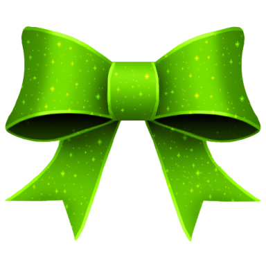 a green bow with stars on it