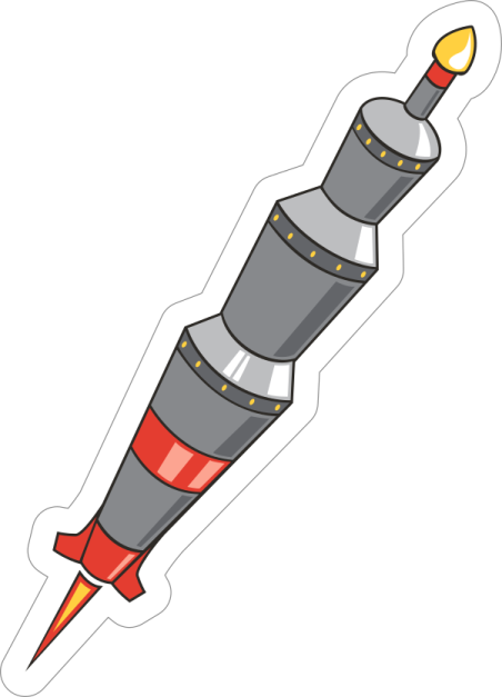 a rocket sticker on a white background