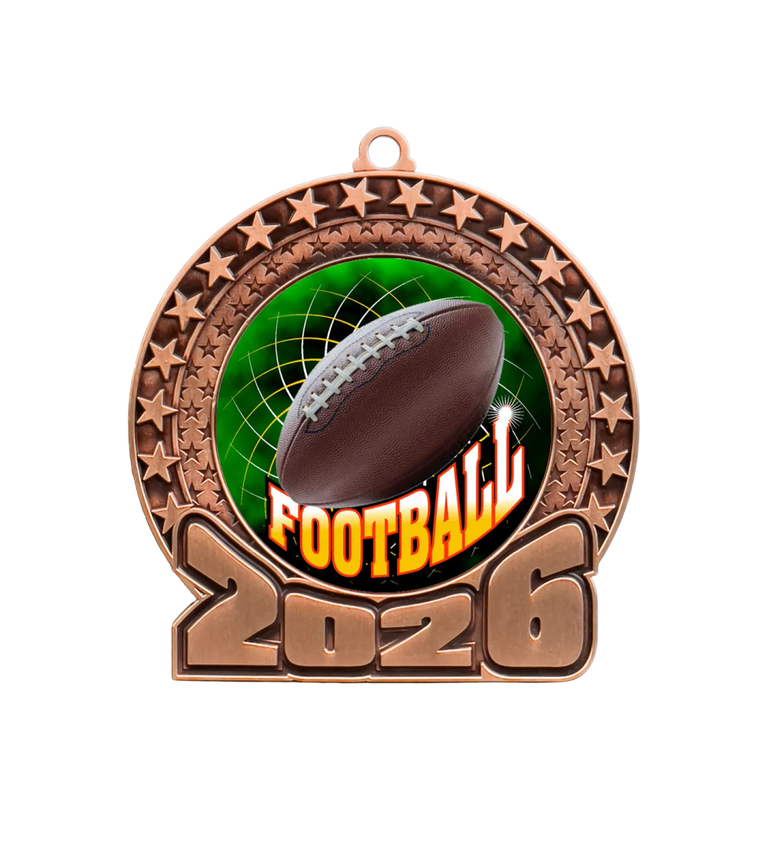 a football medal on a white background