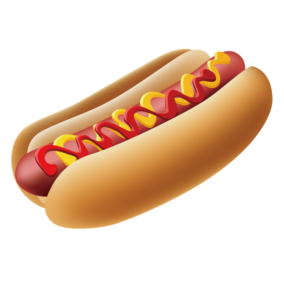 a hot dog on a white background