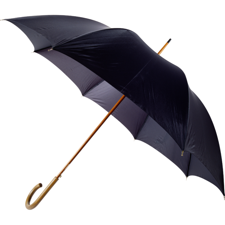 a black umbrella on a white background