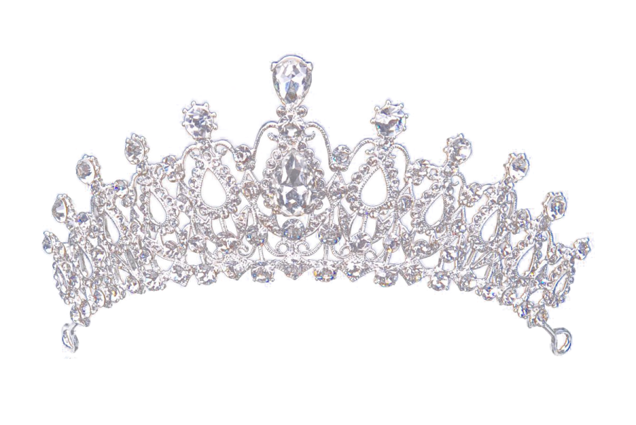 a silver tia with crystals on it