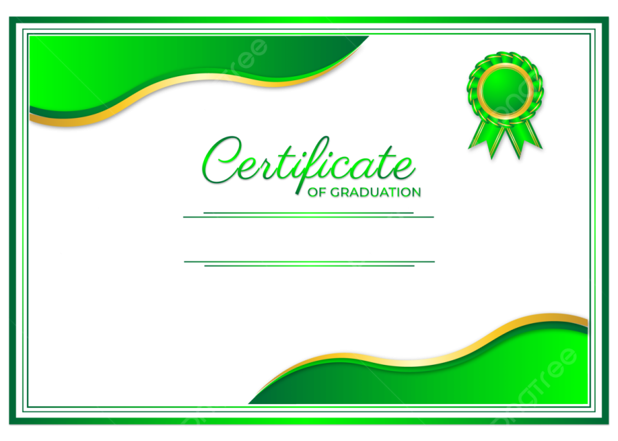 certificate template with green ribbon