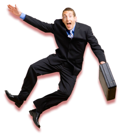 a man in a suit and tie is jumping