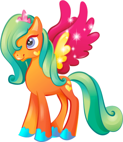 a rainbow pony with wings