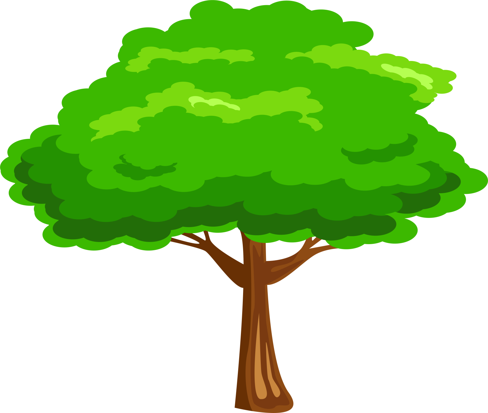a cartoon tree with green leaves