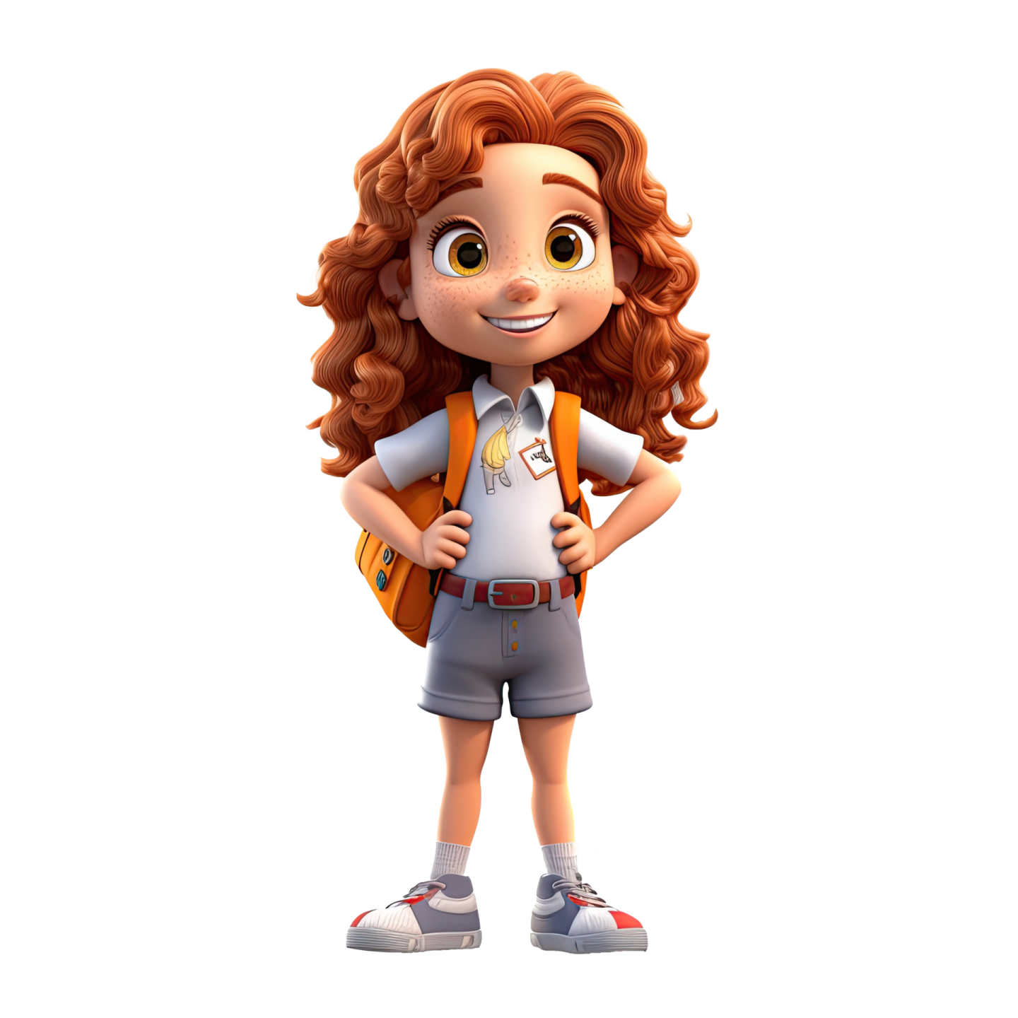 a little girl with long brown hair wearing a backpack