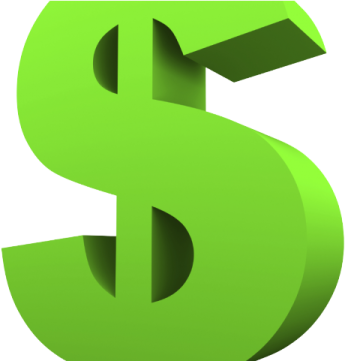 a green dollar sign on a white background