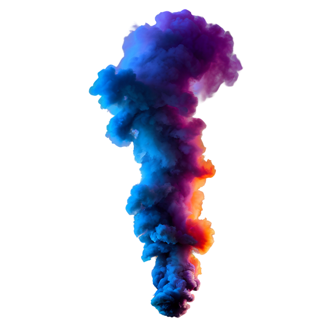 a colorful cloud of smoke on a white background