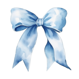 a blue bow on a white background