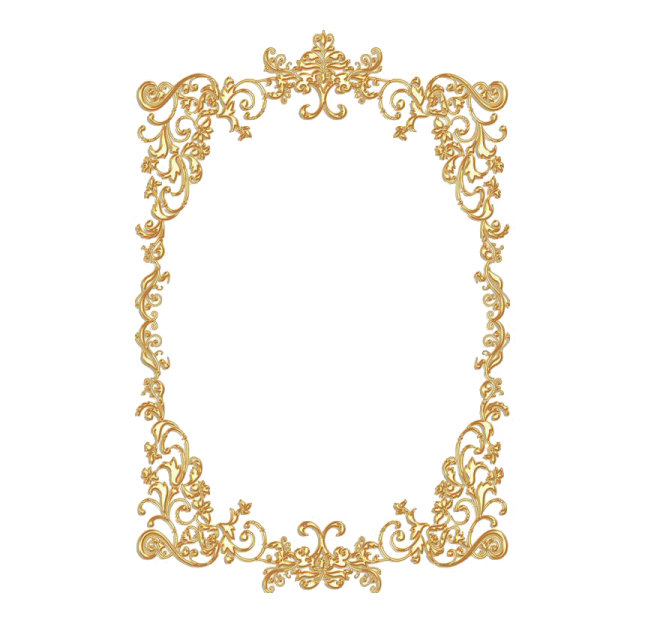 a gold frame with scrolls and flowers