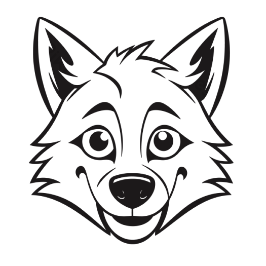 a black and white drawing of a wolf