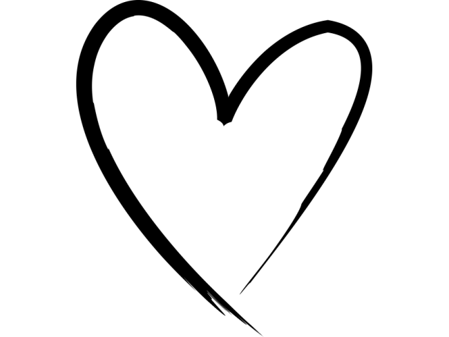 a black and white drawing of a heart