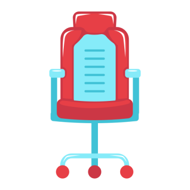 a red office chair on a white background