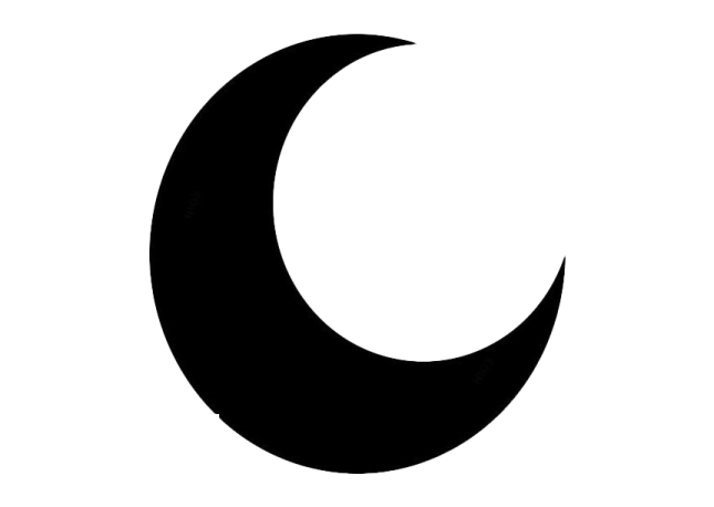a black crescent on a white background