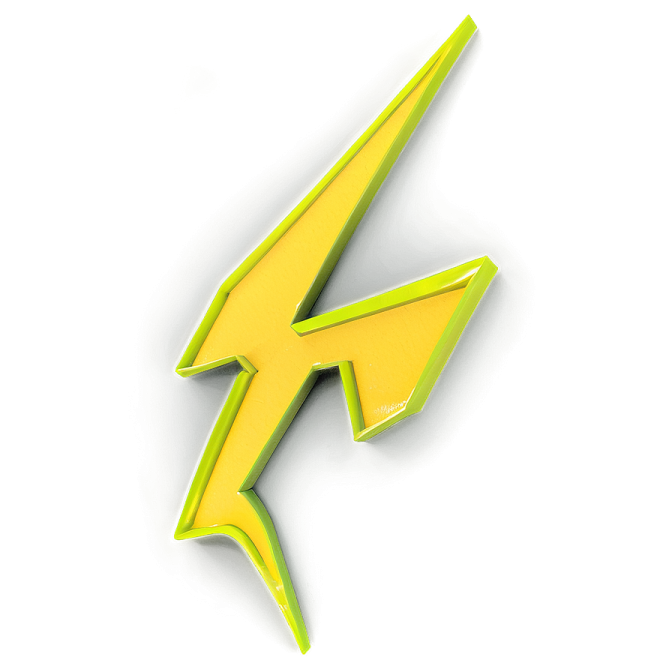a yellow lightning symbol on a white background