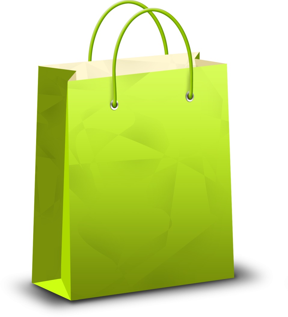 a green shopping bag