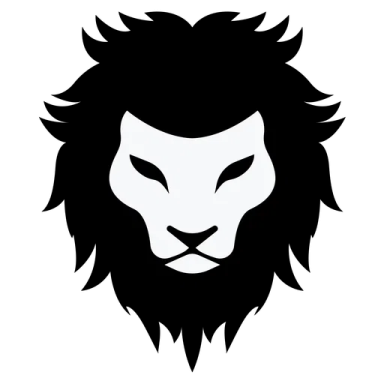 a black and white silhouette of a lion's head