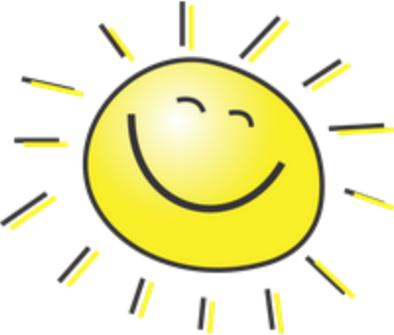 a smiling sun with rays in the background