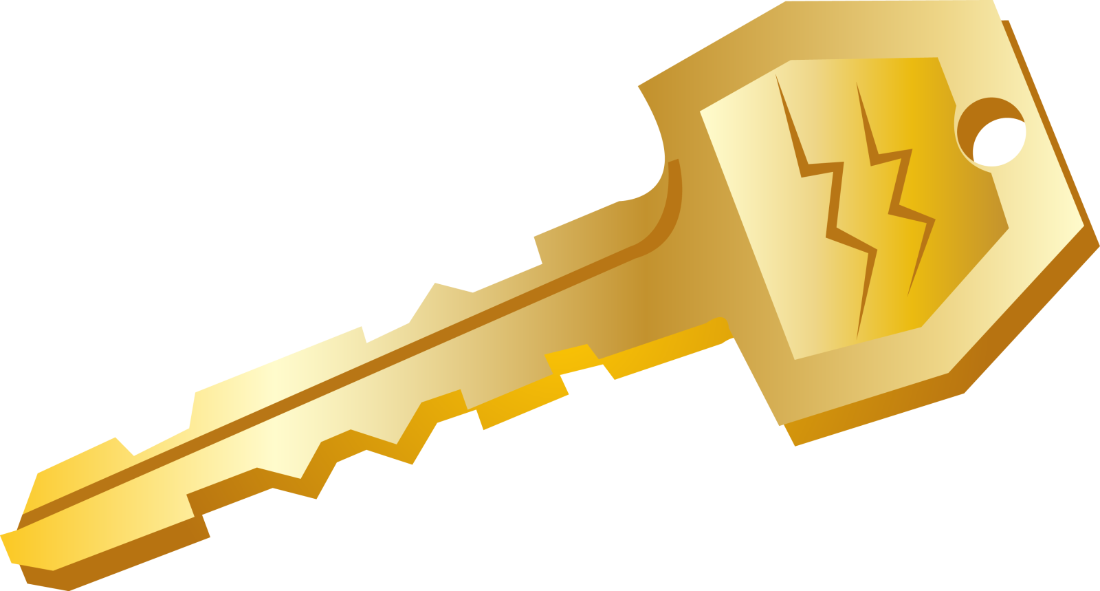 a golden key on a white background