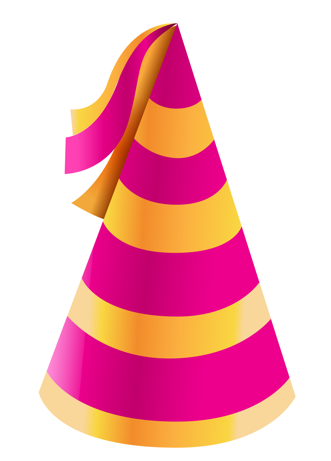 a pink and yellow striped party hat