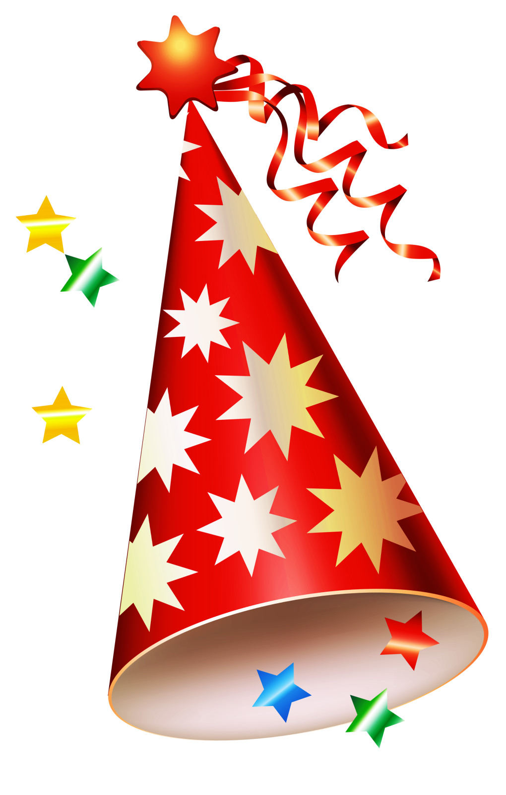 a red party hat with stars on it