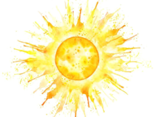 a yellow sun on a white background