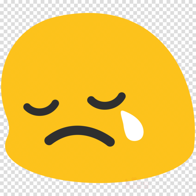 a yellow smiley face with a teary expression