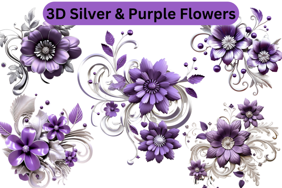 3d purple flowers