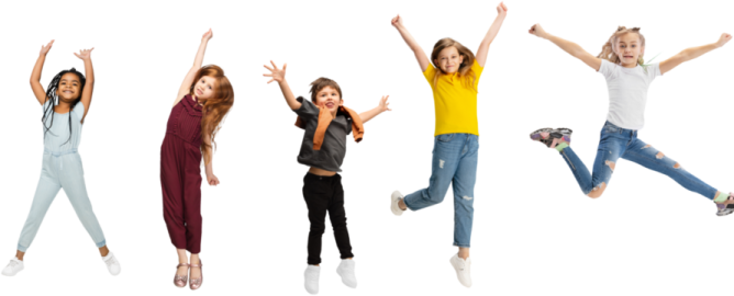 a group of children jumping in the air