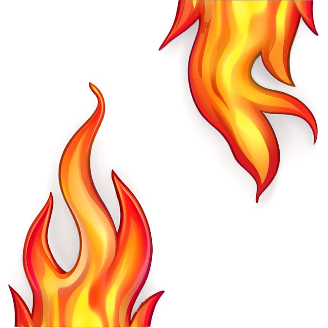 two fire flames on a white background