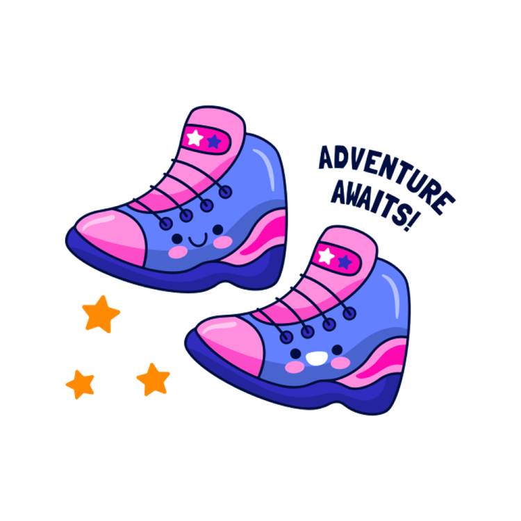 a pair of pink and blue shoes with the words adventure