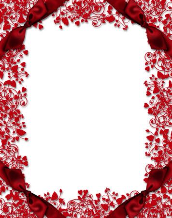 a valentine frame with red roses and hearts