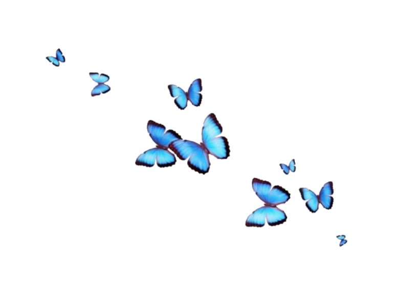 a group of blue butterflies flying in the air