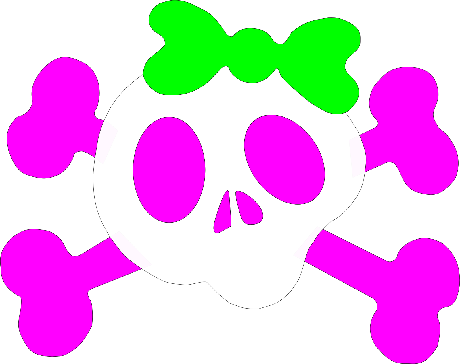 a skull with pink and green skulls on it