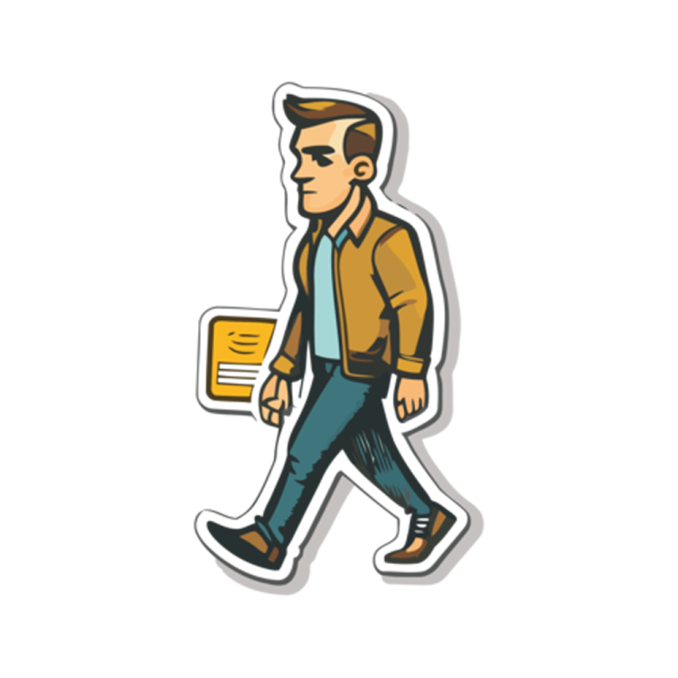 a man walking with a credit card in his hand