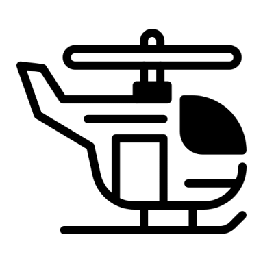 a helicopter icon on a white background